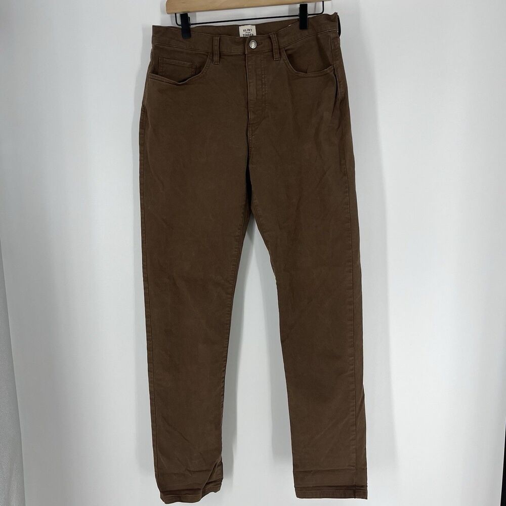 Flint Tinder Pants Size 32x32 Mens Brown Athletic Tapered Fit Chino Stretch